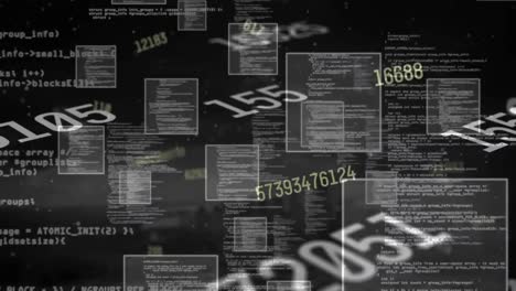animación del procesamiento de datos sobre números en fondo negro