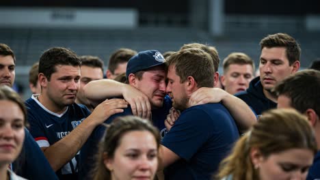 emotional gathering: individuals share a touching moment of connection and support in a shared experience, highlighting the power of compassion and solidarity in difficult times