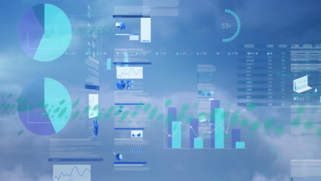 animation of data processing over clouds