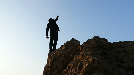 businessman on mountain peak