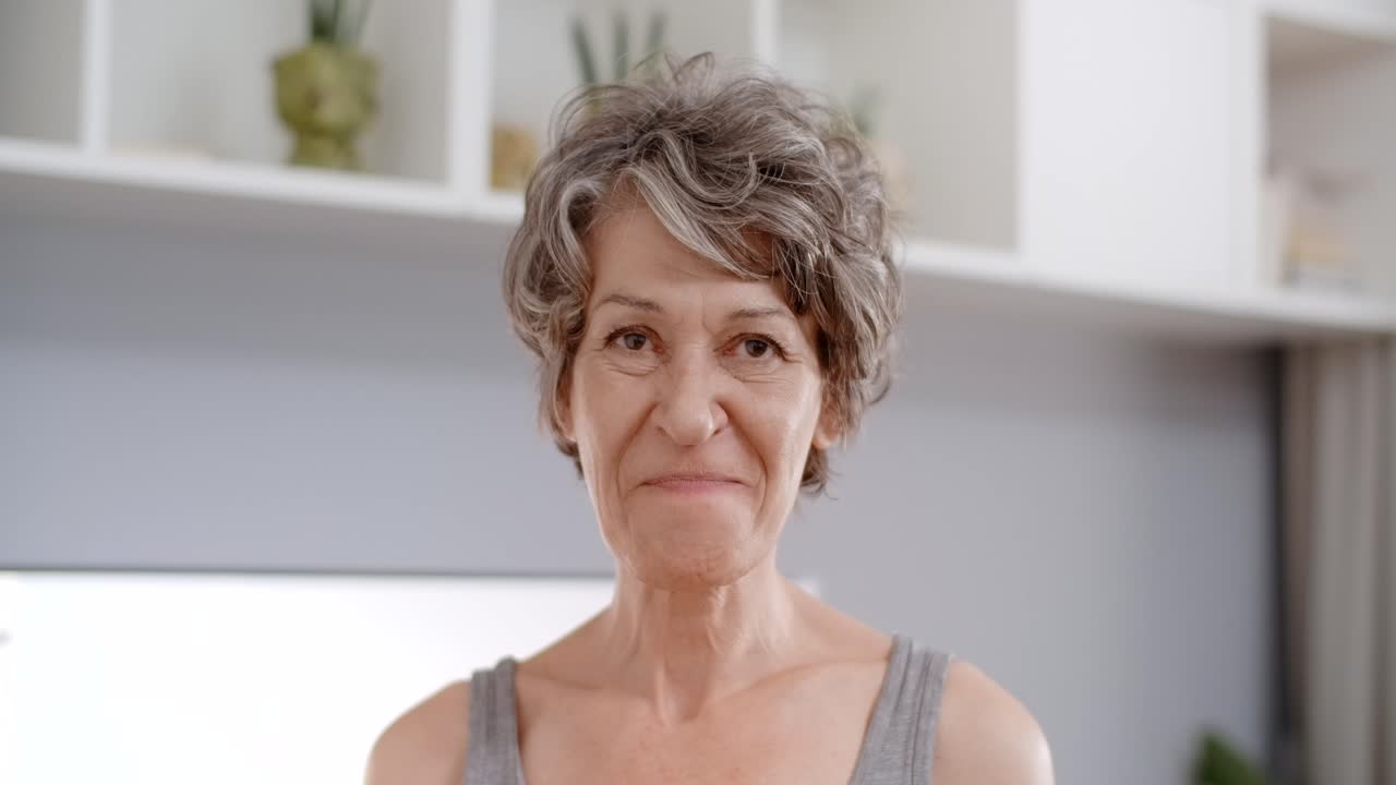 mujer anciana haciendo ejercicio en casa