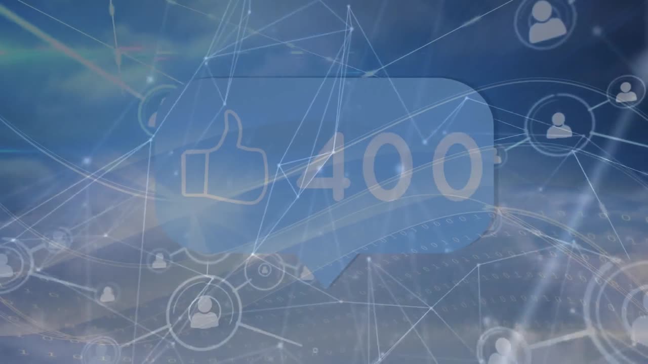 클라우드에서 연결 및 소셜 미디어 아이콘의 애니메이션