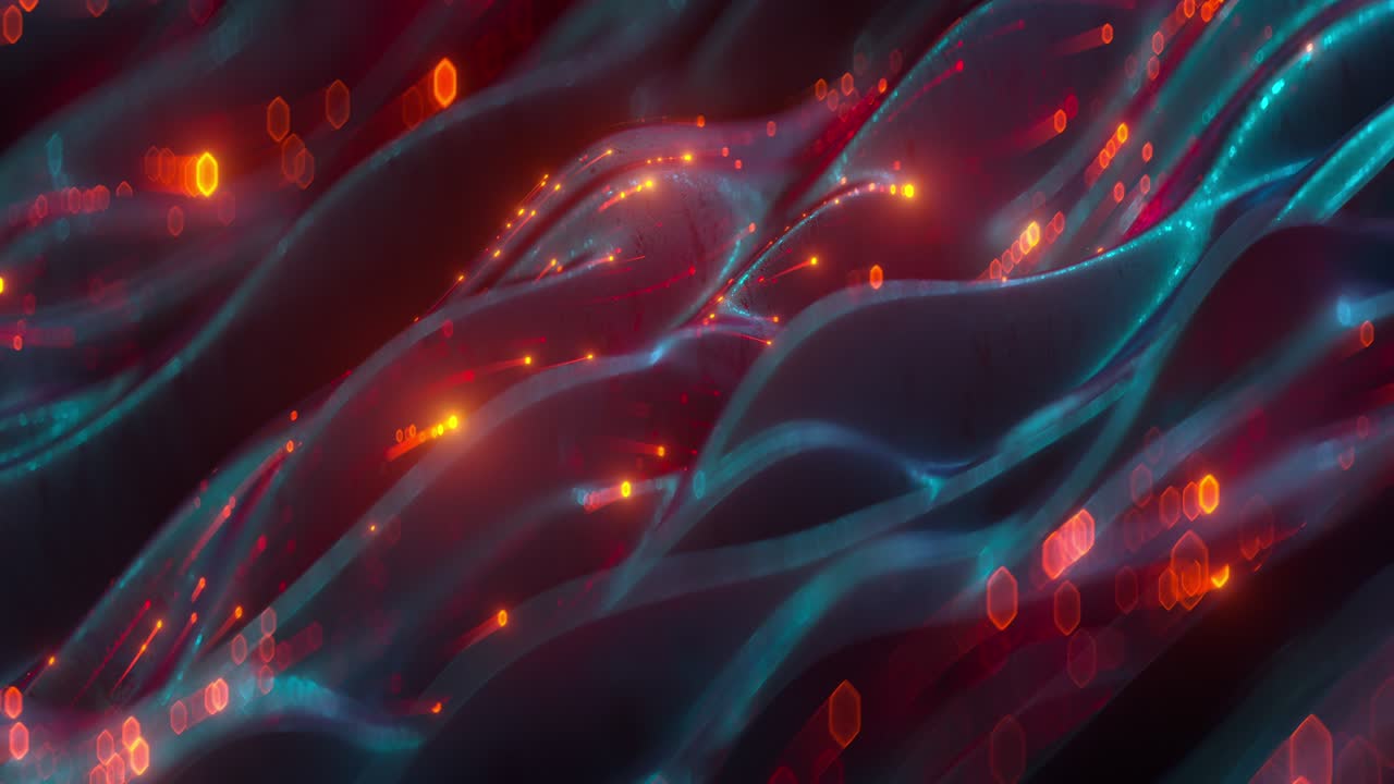 forma ondulada con corrientes brillantes bucle sin costuras animación de renderizado 3d