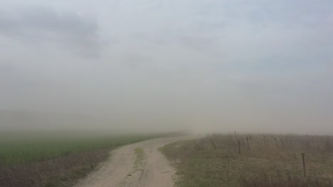 dust storm in the field. demolishes the fertile layer of black soil and crops.