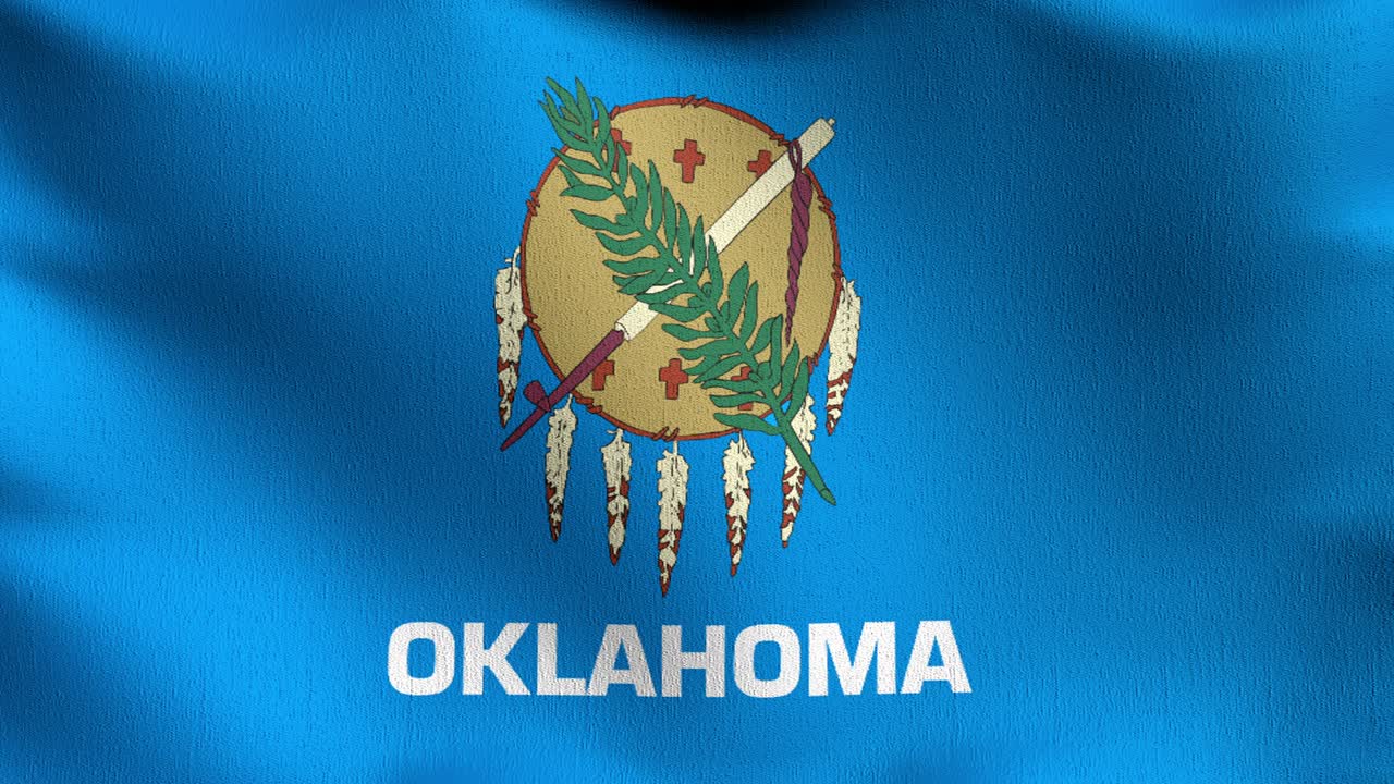 미국 오클라호마 주 발 (영어: oklahoma state flag) 은 미국 플로리다주에 있는 발로, 공중에서 불어오는 바람에 고립되어 있으며, 공식적인 애국적 추상적인 디자인, 흔들리는 표지 기호의 3d 렌더링 일러스트레이션이다.
