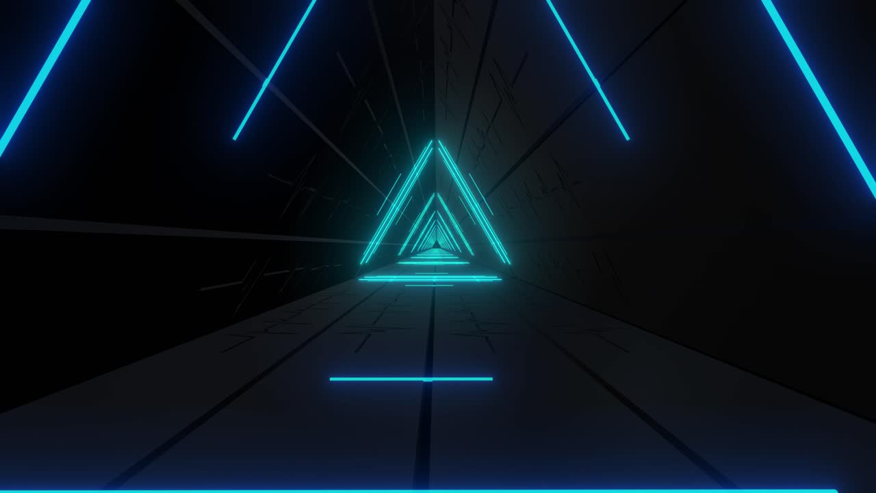 Neon Triangle Tunnel 3D Rendering