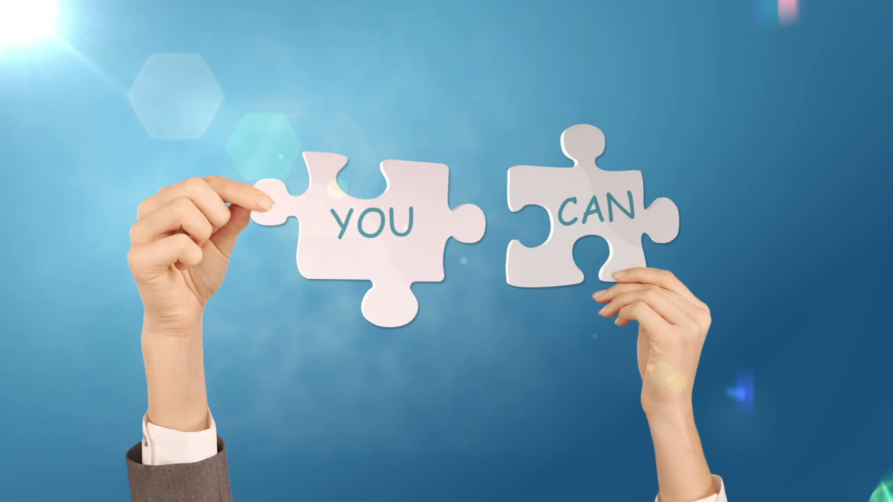 손을 잡고 퍼즐 조각