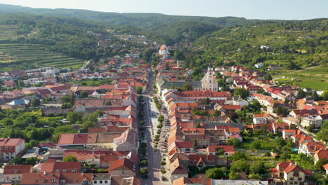 revealing drone shot of svätý jur or saint george a historical town northeast of bratislava, located in the bratislava region