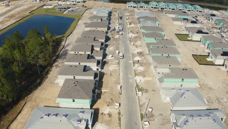 aerial flyover of a residential construction site development in central florida, drone