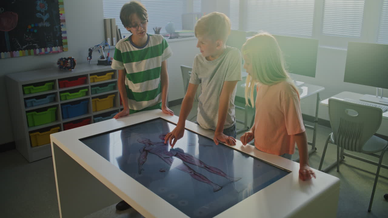 Children Learning About Anatomy on Interactive Whiteboard