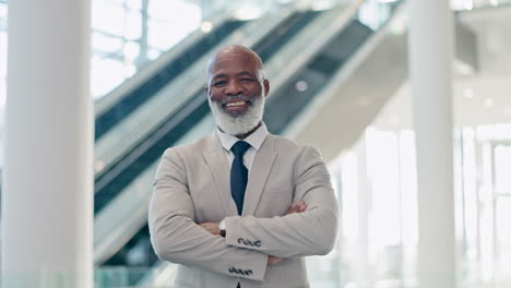 smile, arms crossed and business with black man
