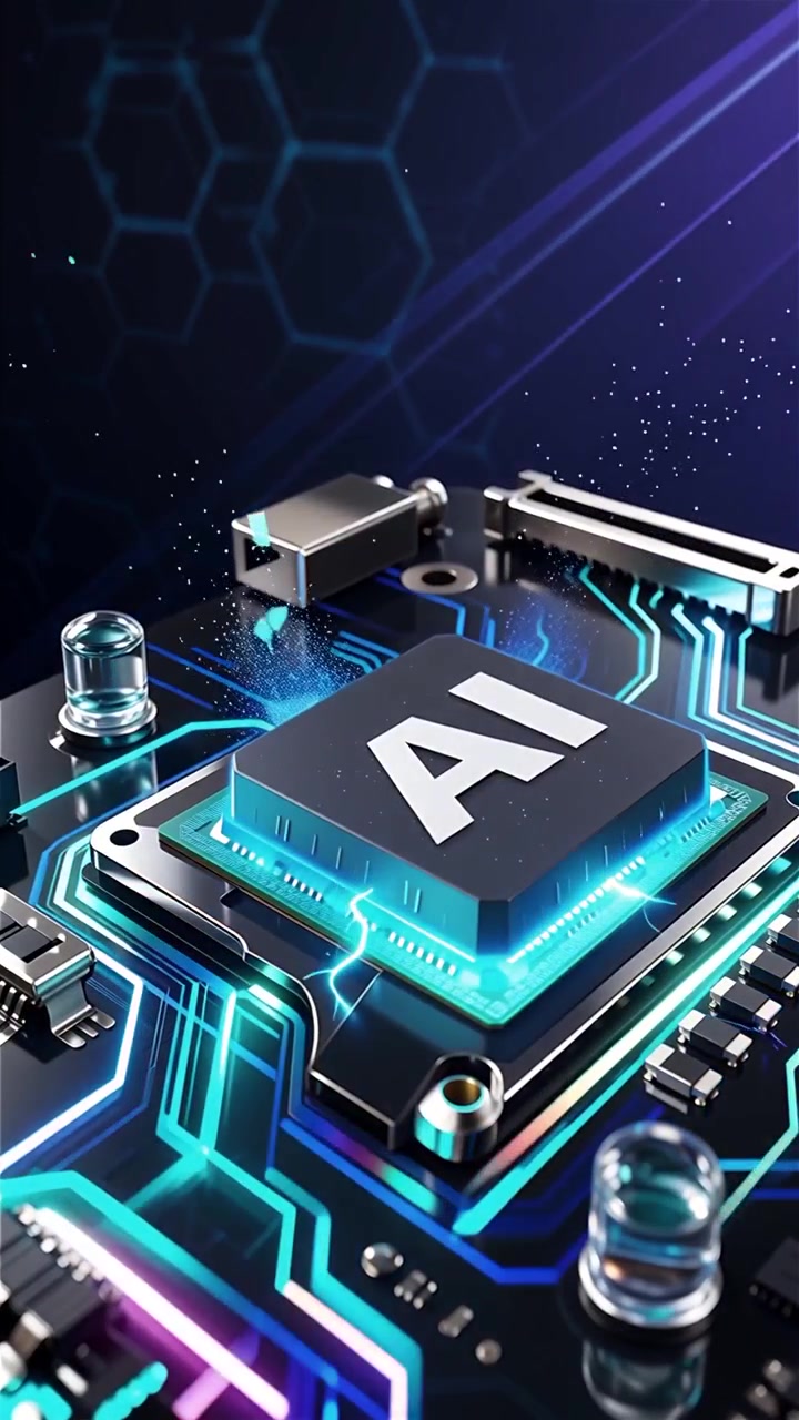 Futuristic AI Chip Motherboard Technology Background