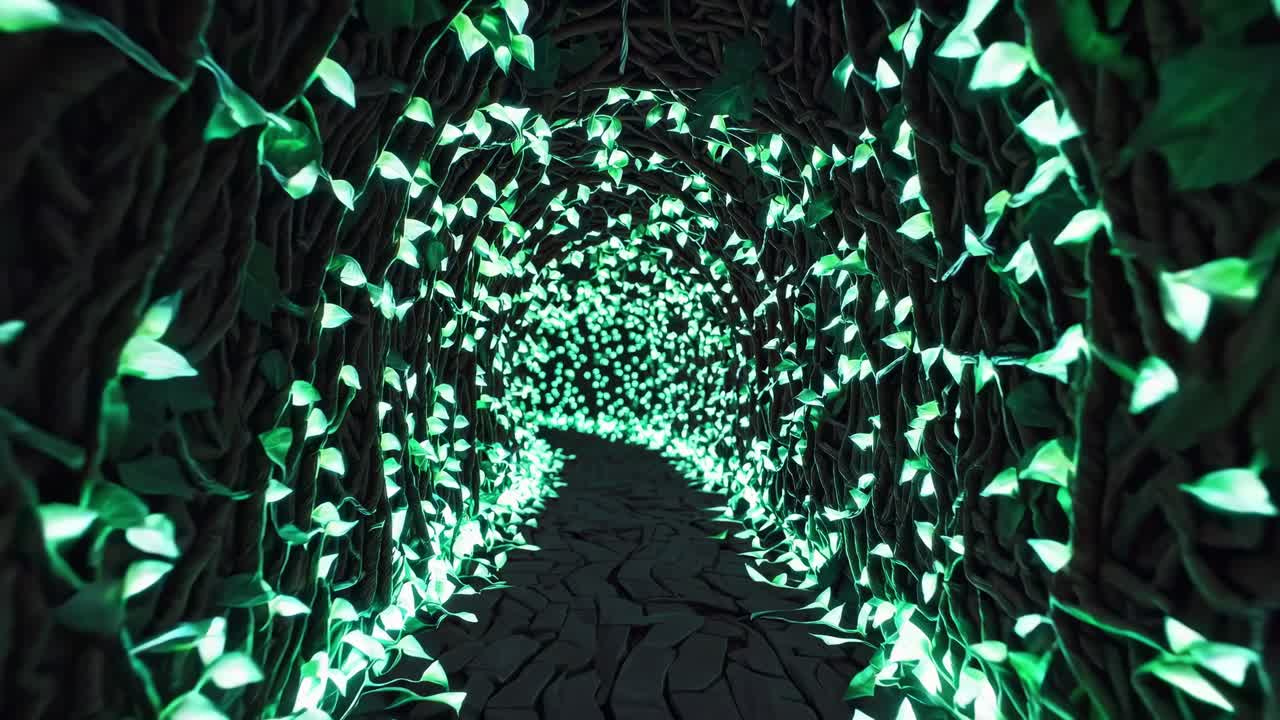 A Glowing Tunnel of Vines and Leaves