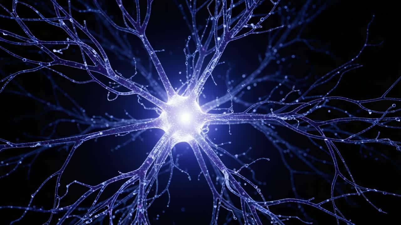 A Captivating Glimpse into the Complex Structure of Neurons, Showcasing the Intricate Network of Connections and Bioluminescent Synapses in All Their Glory