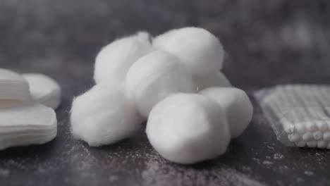 closeup of cotton balls, swabs, and pads