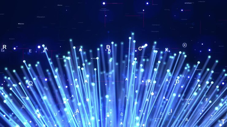 Fiber Optic Cables With Numbers And Codes Around. High Speed Internet.