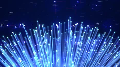 fiber optic cables with numbers and codes around. high speed internet.