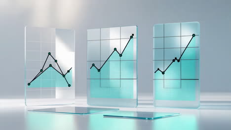 abstract data visualization on transparent panels