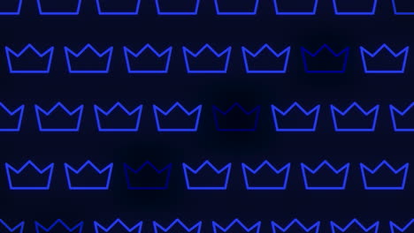 Twinkling-blue-crown-pattern-on-dark-background-neon-lights-illuminate-the-night