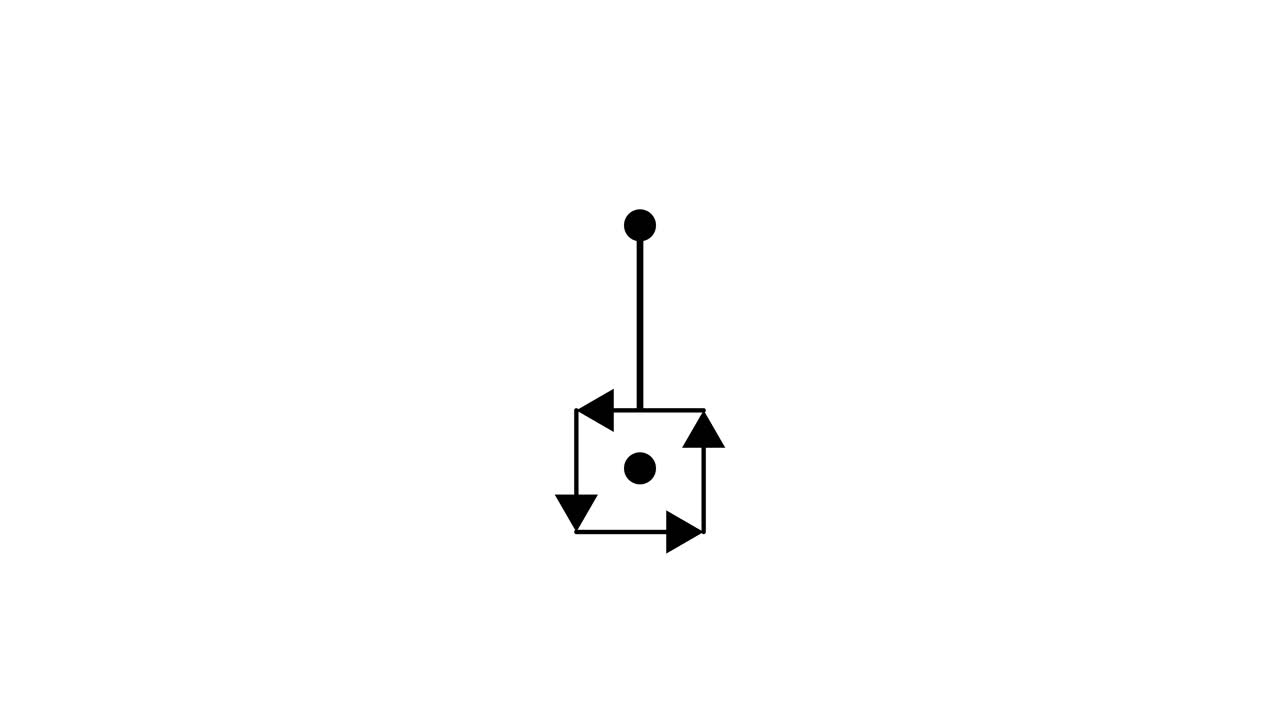 Abstraktní geometrický tvar rotující na bílém pozadí