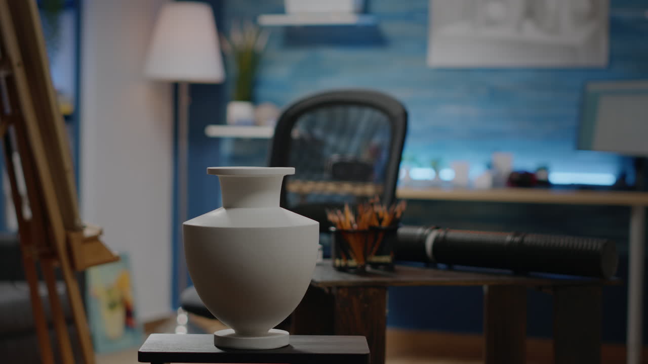 Empty space of creative workshop room with craft furniture