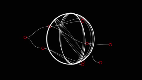 animación de conexiones y círculos en movimiento sobre fondo negro