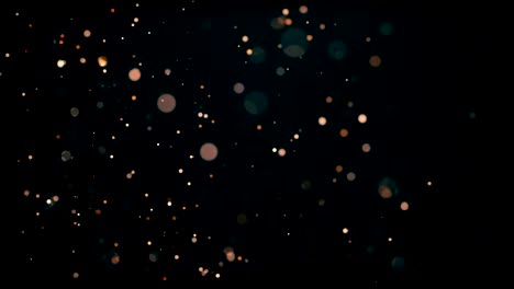 partículas parpadeantes, movimiento aleatorio de partículas. en un fondo relajante y hermoso. partículas brillantes con bokeh en luz volumétrica