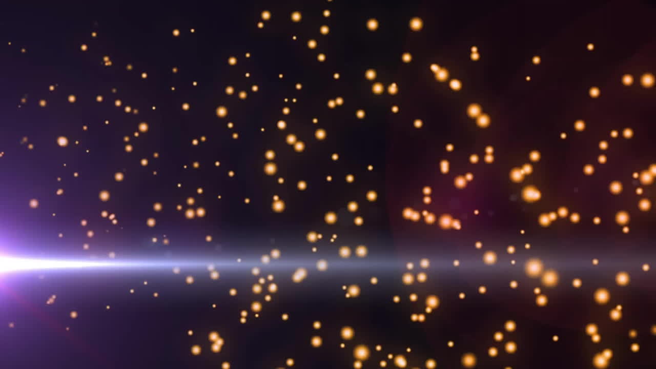 Animation of lens flares and moving particles against black background
