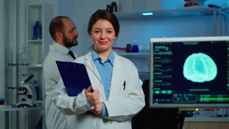 Portrait-of-scientist-neurologist-researcher-looking-at-camera-smiling