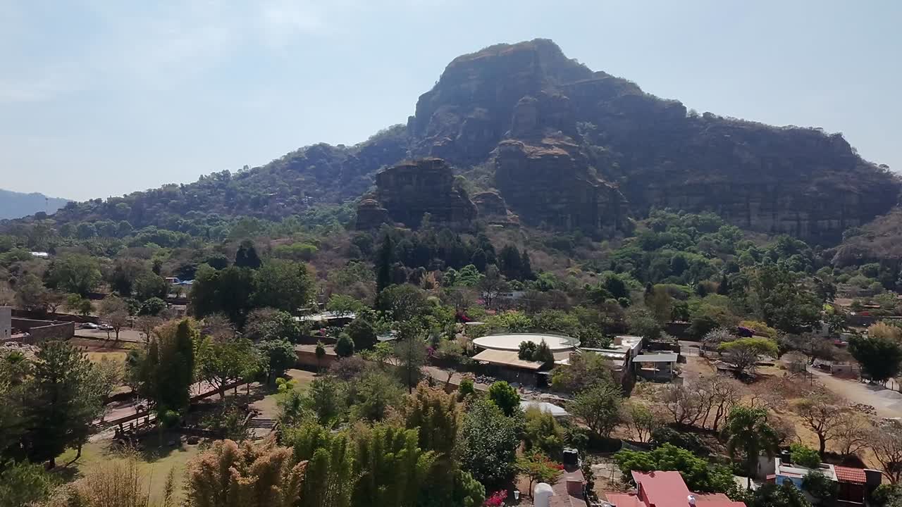 Drone footage unveils breathtaking, mountains and verdant terrain surrounding Tepoztlán, Morelos, Mexico