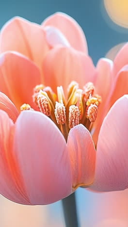 spring pink tulips in soft light. delicate pink tulips bloom under soft ambient light, showcasing their vibrant petals and gentle beauty in springtime.