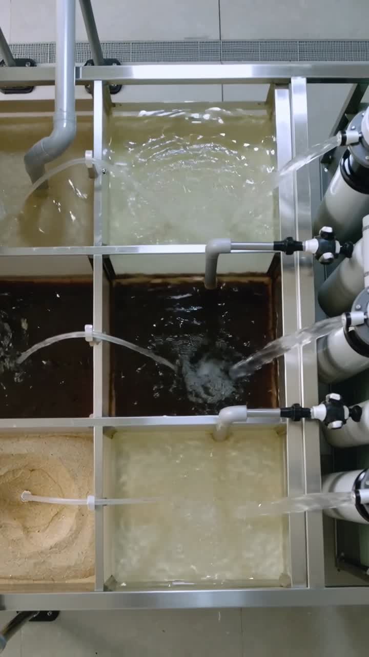 Vertical video: Sending flows from right pipes, six-cell unit forming vortex and sand swirl in lab