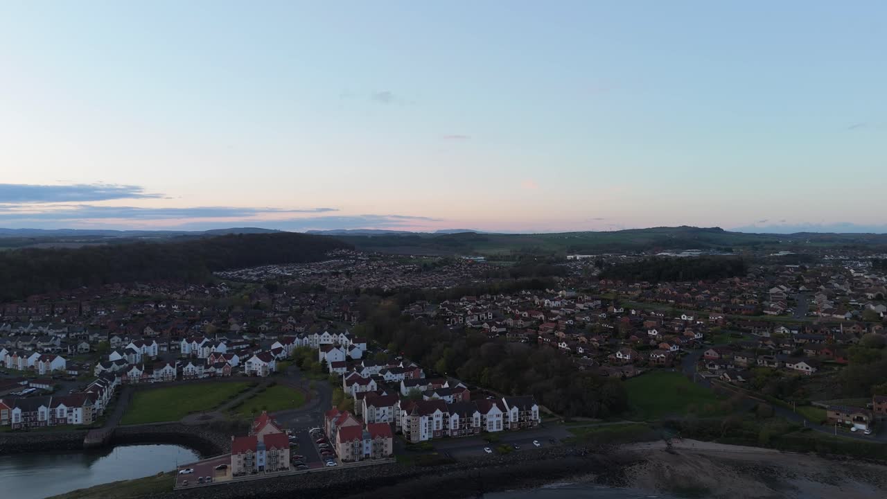 bahía de dalgety lado del mar vista aérea por la noche