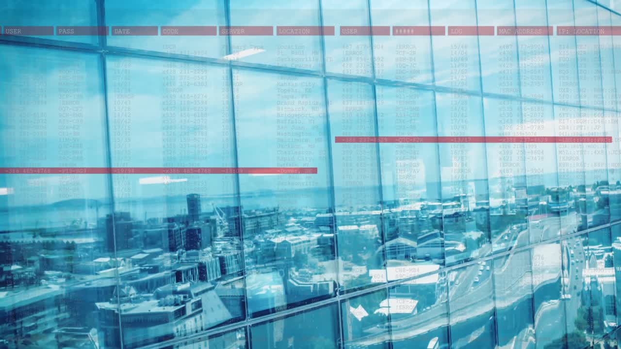 animación del procesamiento de datos sobre el paisaje urbano