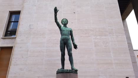 statue located in eur, a business district of rome