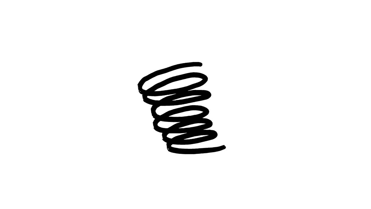 Black Spiral Spring Rotating on White Background