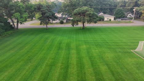 following along with stripes on a lawn