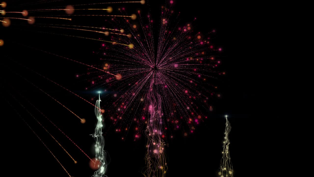 fuegos artificiales coloridos con brillo y efecto bokeh