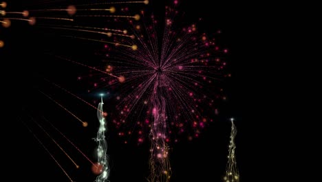 fuegos artificiales coloridos con brillo y efecto bokeh