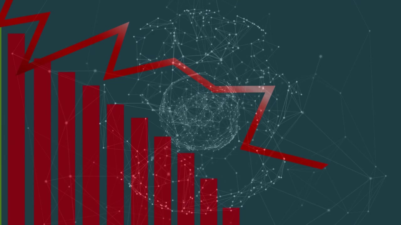 Animation of graphs, connections and globe on navy background