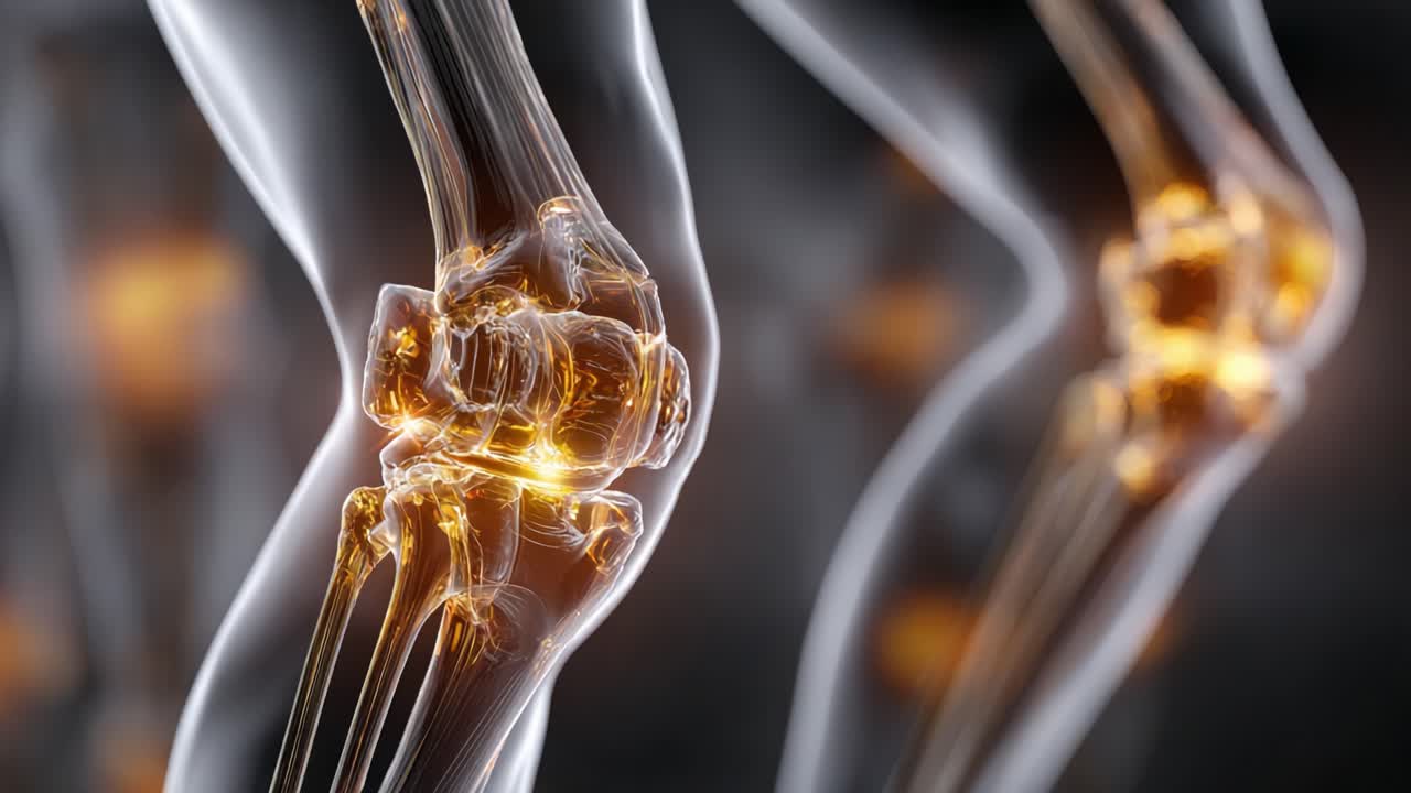 Detailed Examination of Human Knee Anatomy Highlighting Cartilage and Joint Structure in a Stunning Visualization of Movement and Flexibility