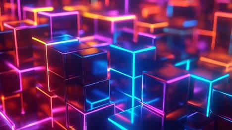 cubos brillantes de neón
