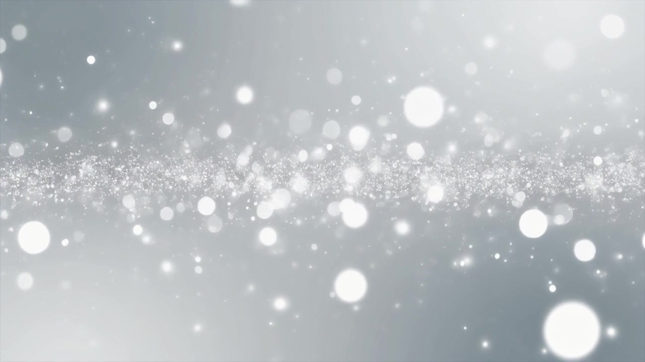 Abstract Silver Background with Floating Particles and Bokeh Light Effects