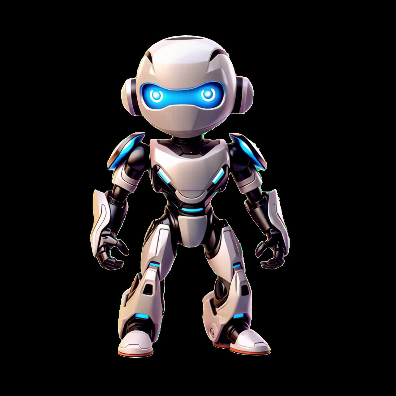 Futuristic robotic character design animation isolated asset, transparent 4K video, alpha channel