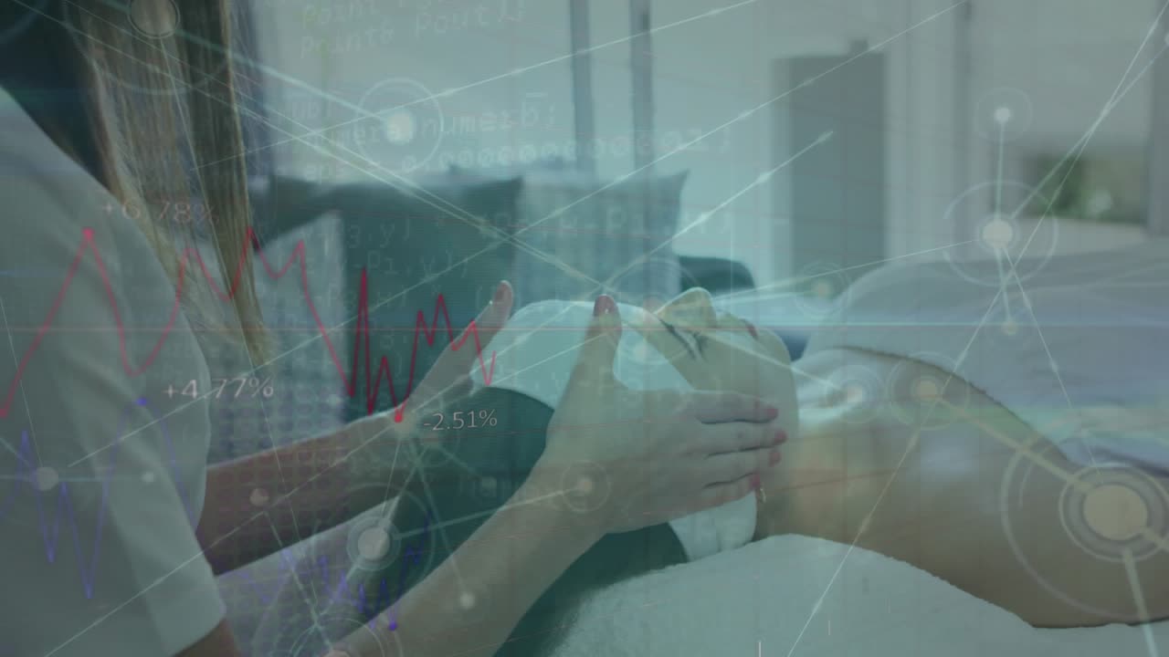 스마트폰을 사용하는 남자 위 연결 네트워크 애니메이션