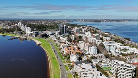 drone flight over south perth in western australia on clear sky day