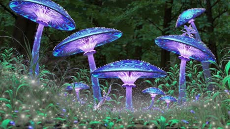 glowing mushrooms in a fantasy forest