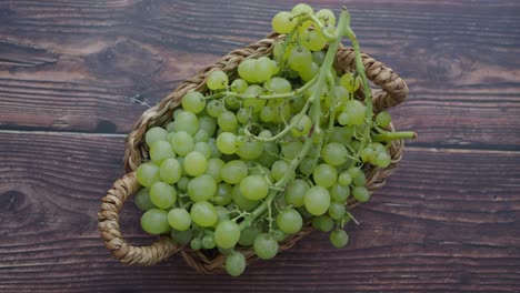 close-up of green grapes in a basket