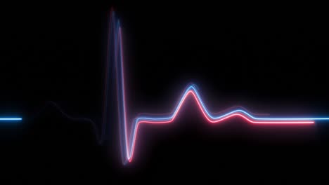 neon heartbeat on black isolated background. 4k seamless loop animation. background heartbeat line neon light heart rate display screen medical research