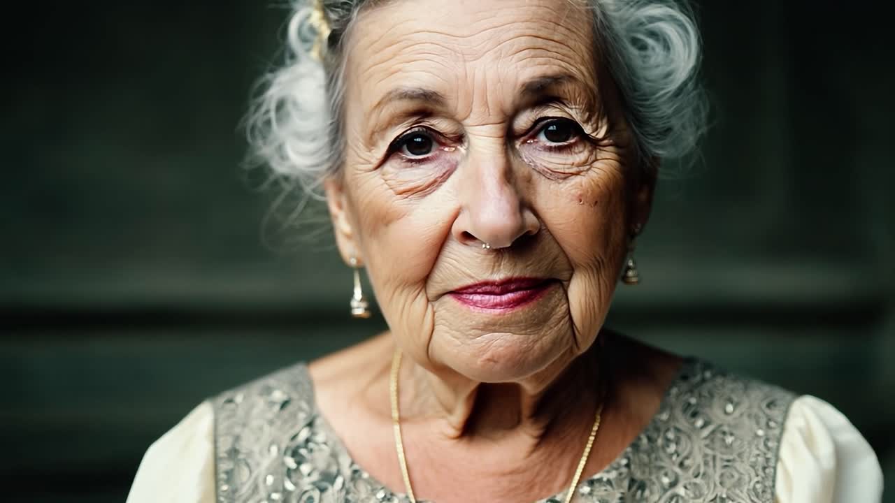 Retrato de uma bela mulher idosa